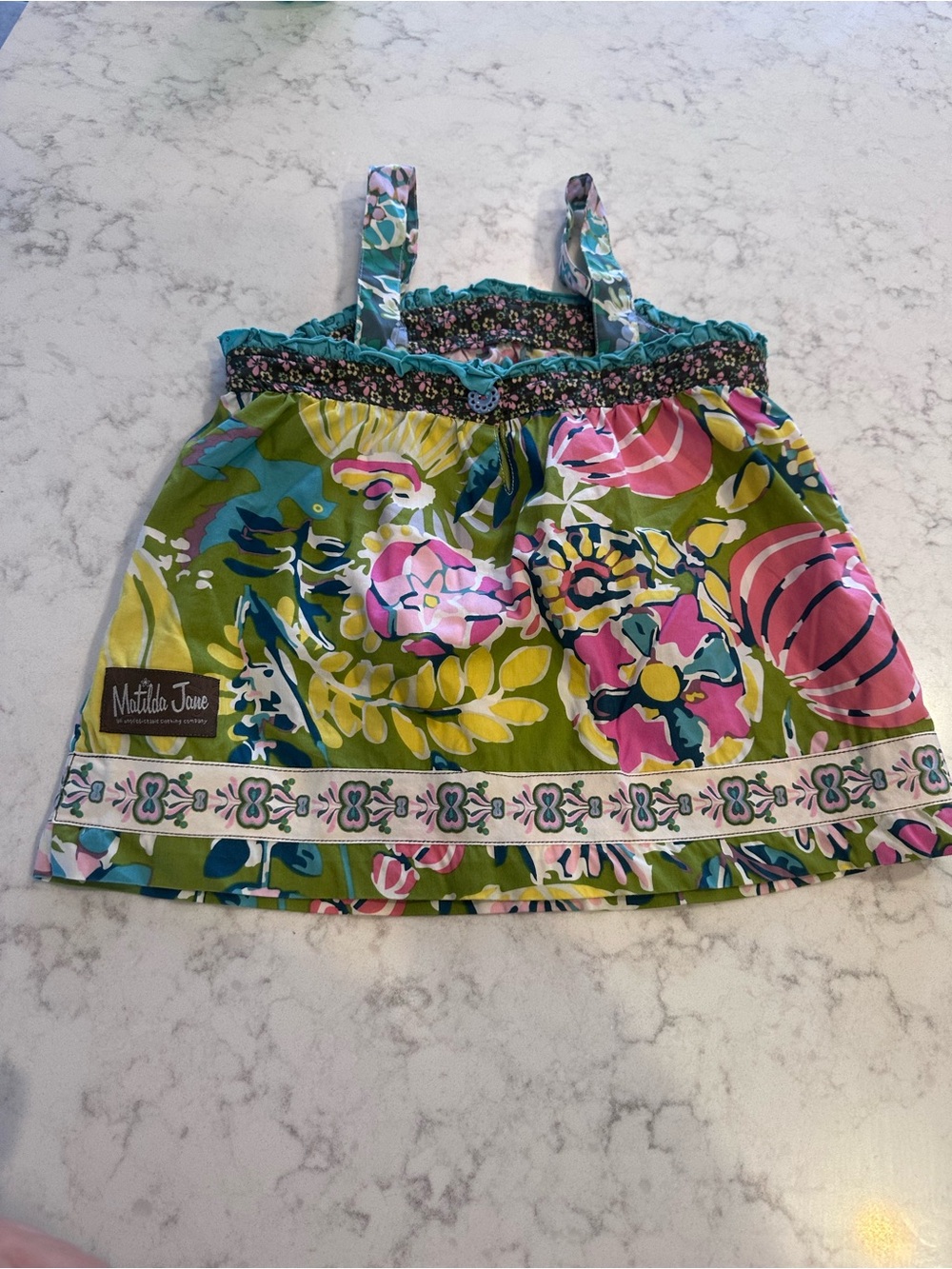 Matilda Jane Green Floral Smocked Tank — Pink, Yellow & Blue - Picture 2 of 3